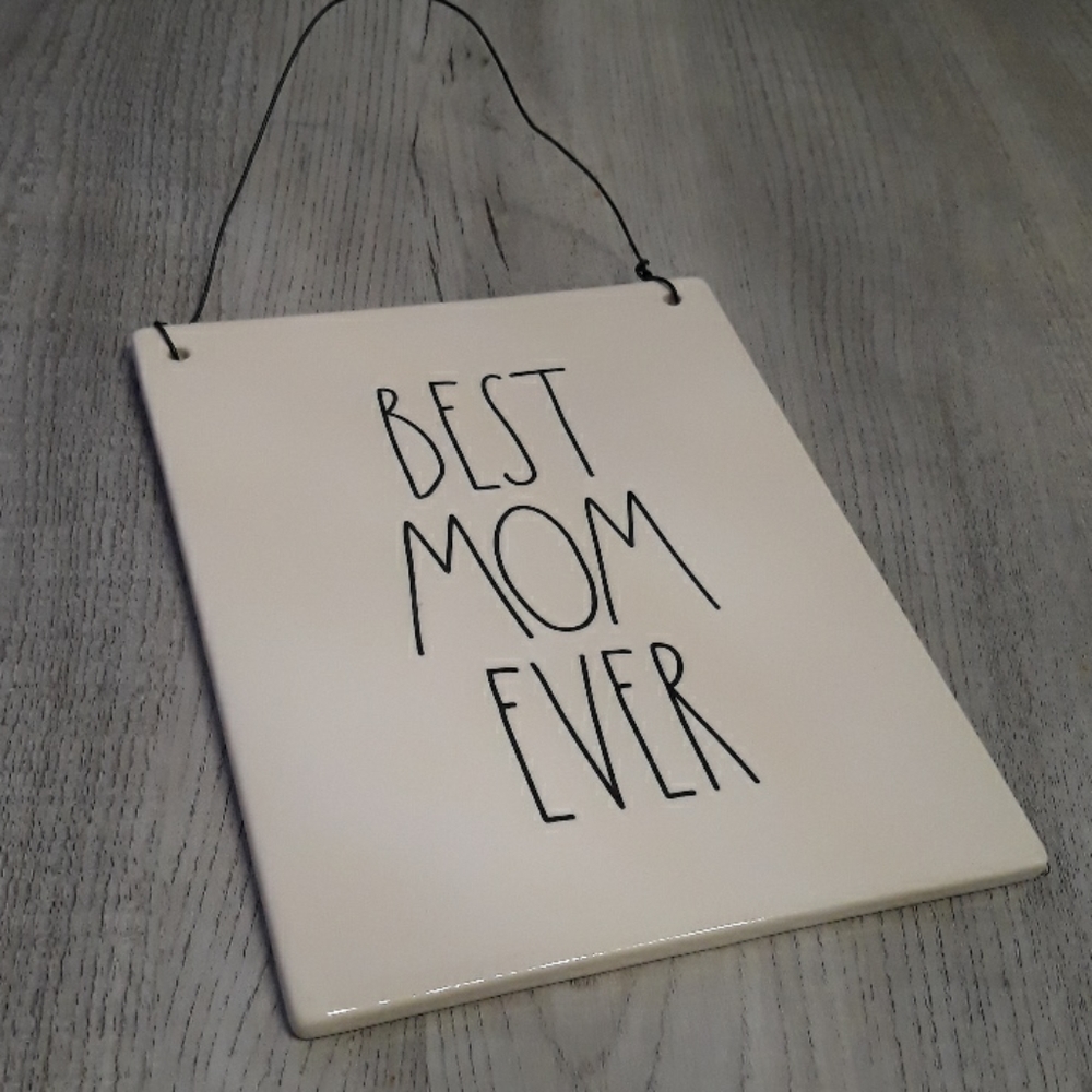BEST Mom Ever Mothers Day Sign Wall Hanging Gift New Love Ceramic Rae Dunn ART